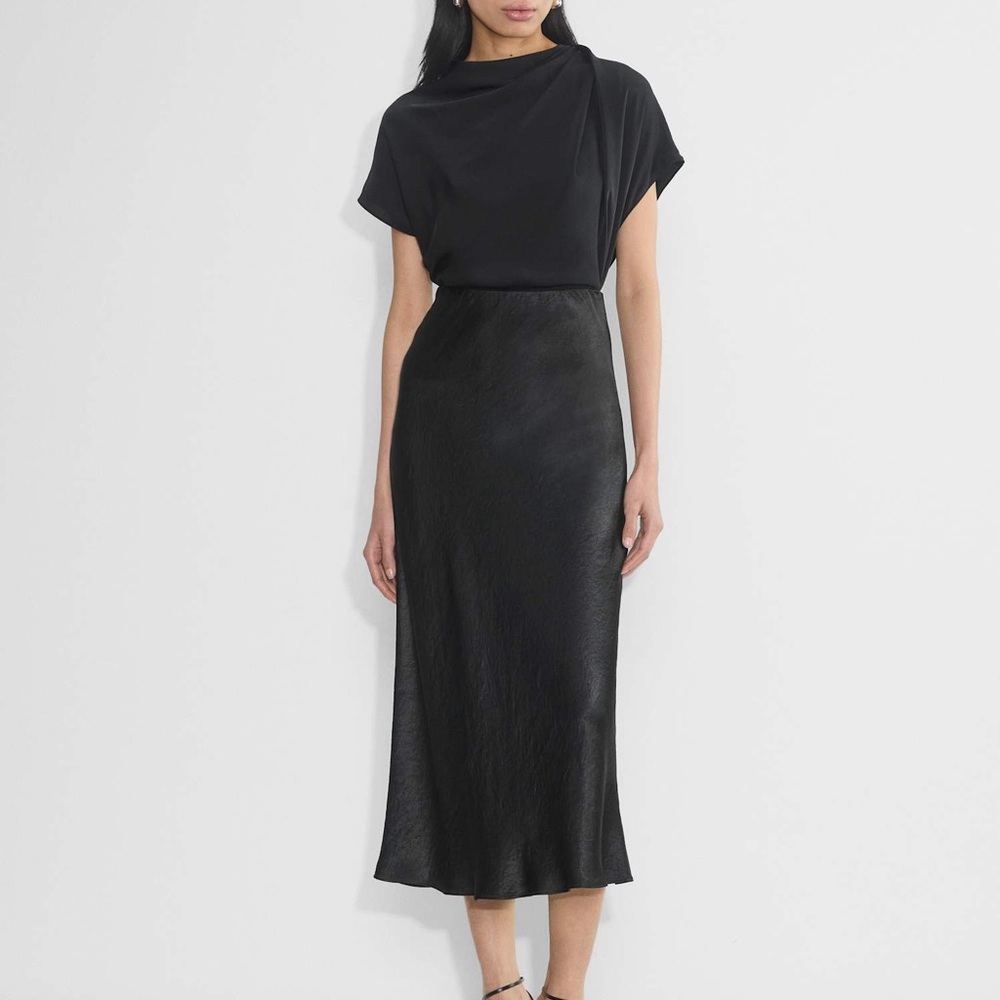 Aritzia Black Midi Slip Skirt